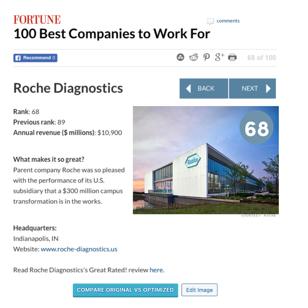 Roche Diagnostics 100 best companies to work for in Fortune