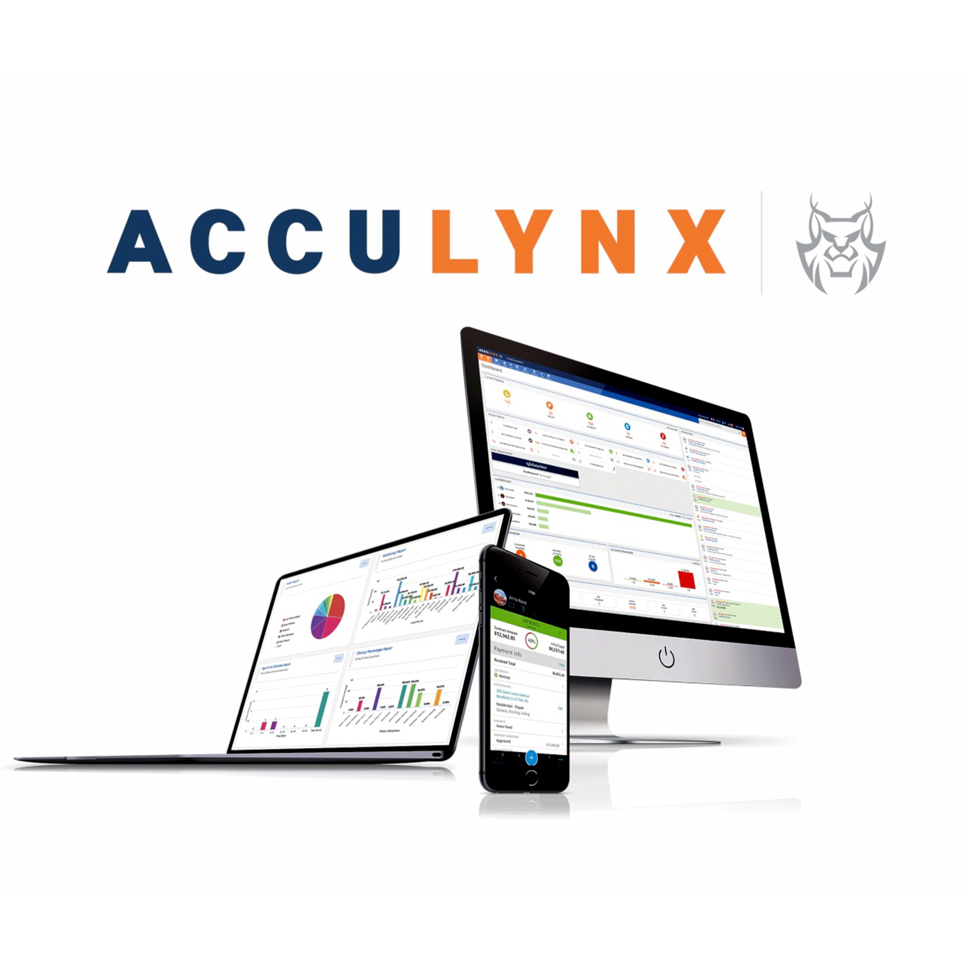 Acculynx dashboard on a mobile laptop and desktop