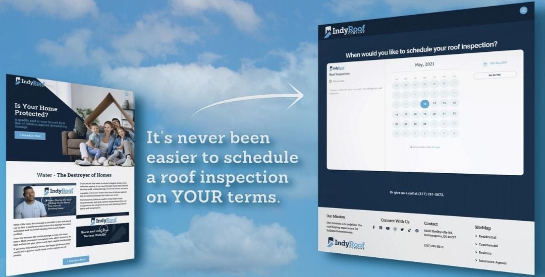 Indy Roof Company's new website and easy roof inspection scheduling feature